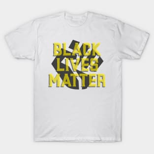 Black Lives Matter Clenched Fist Yellow Text T-Shirt